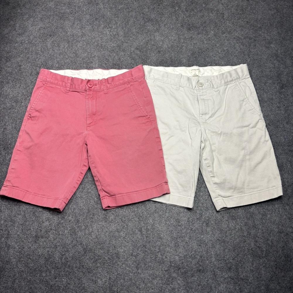 J.Crew Crewcuts Boys Chino Shorts Lot Size 12 Pink Gray Casual Preppy